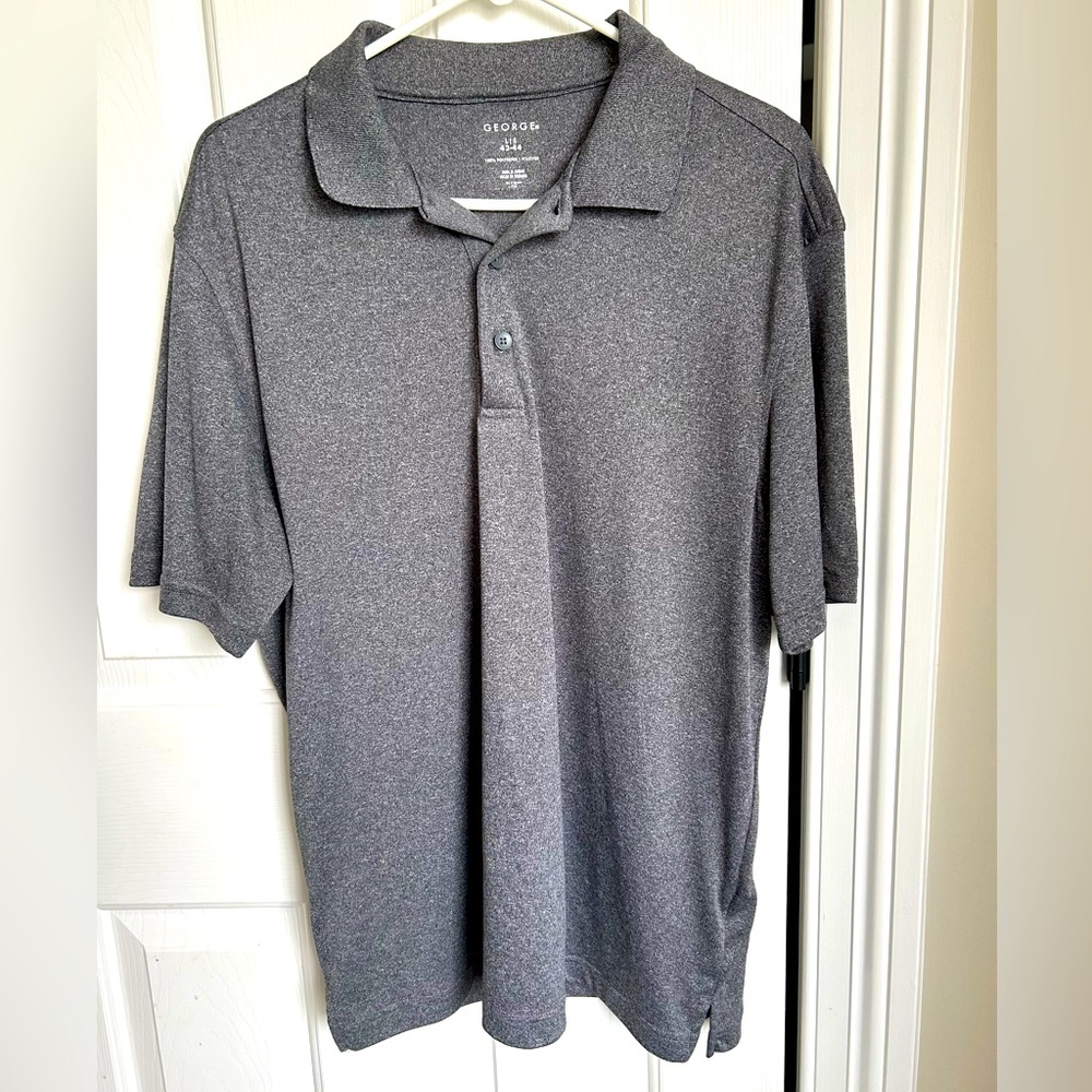 Mens Short Sleeve Heather Gray Polo Shirt Size Large LG